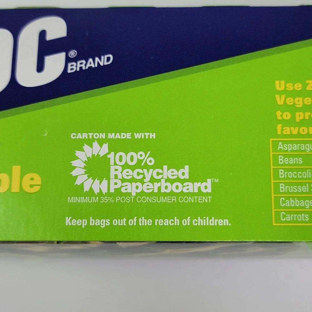 NOS Vintage Dow Ziploc Vegetable Freshness Bags - Gallon size NEW Box of 15 Bags